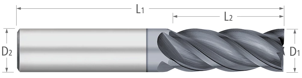 Atlas Solid Carbide 4 Flute End Mill Variable Index