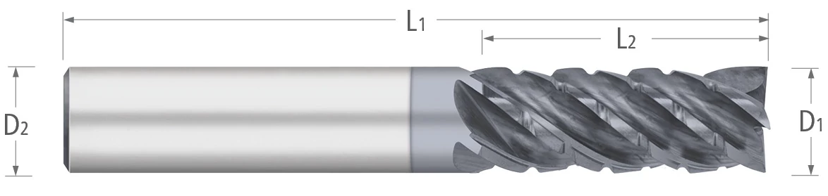 Atlas Solid Carbide 5 Flute End Mill Variable Index - Chipbreaker