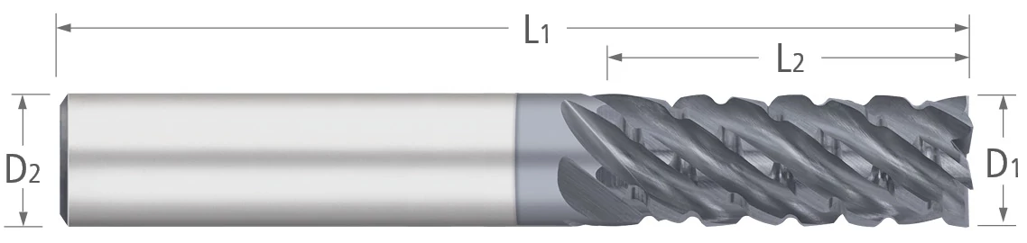 Atlas Solid Carbide 6 Flute End Mill Variable Index - Chipbreaker