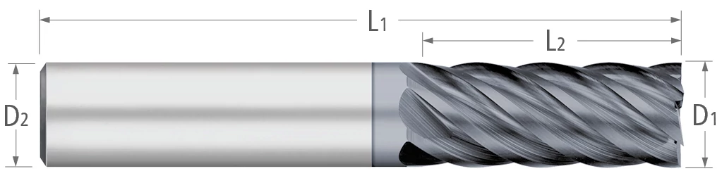 Atlas Solid Carbide 6 Flute End Mill Variable Index