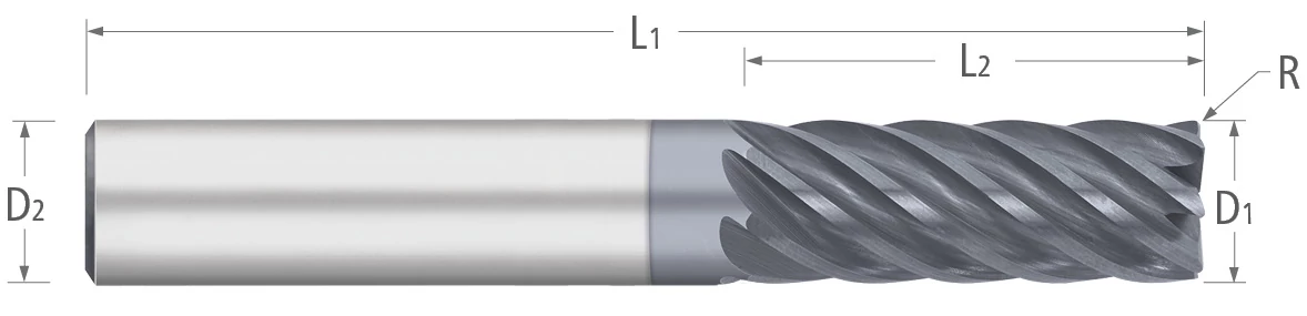 Atlas Solid Carbide 7 Flute End Mill Variable Index Corner Radius