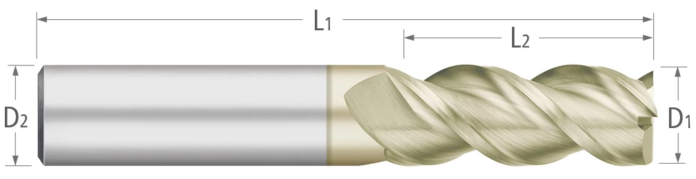 Atlas Solid Carbide 3 Flute End Mill For Aluminum