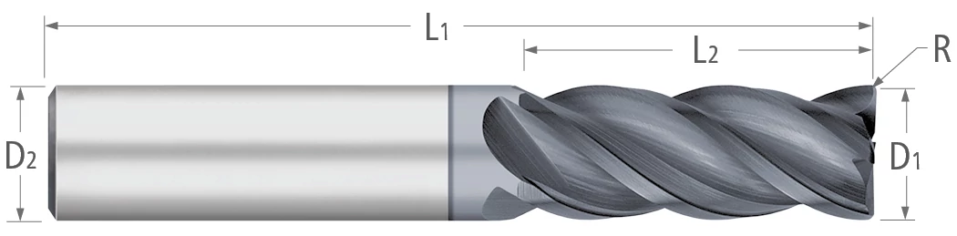 Atlas Solid Carbide 4 Flute End Mill Variable Index Corner Radius