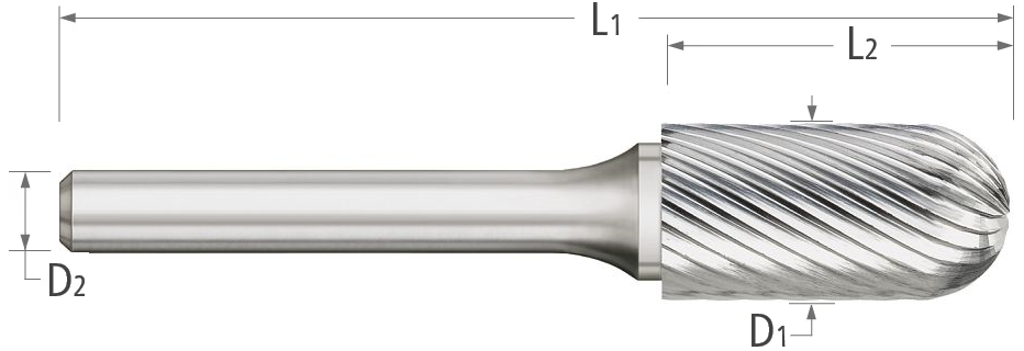 Atlas Carbide Bur - Type SC - Cylindrical Ball Nose - Single Cut