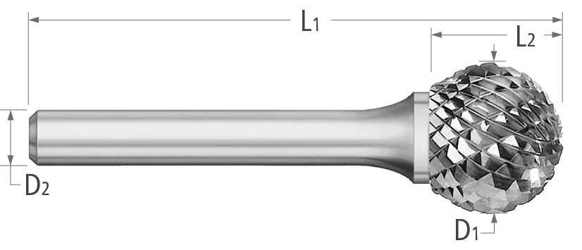 Atlas Carbide Bur - Type SD - Ball Shape - Double Cut