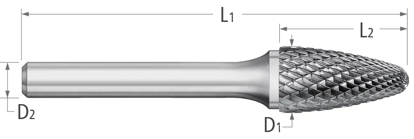 Atlas Carbide Bur - Type SF - Round Nose Tree - Double Cut