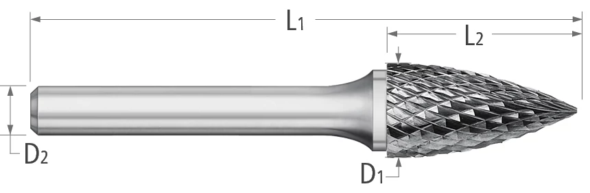 Atlas Carbide Bur - Type SG - Pointed Tree - Double Cut