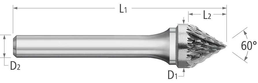 Atlas Carbide Bur - Type SJ - 60 Degree Included Angle - Double  Cut