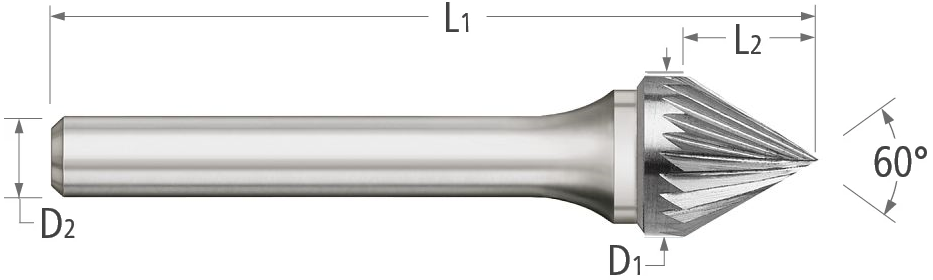 Atlas Carbide Bur - Type SJ - 60 Degree Included Angle - Single Cut