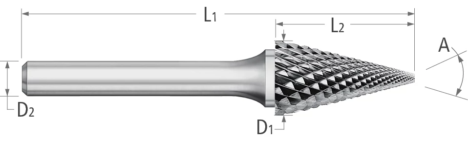 Atlas Carbide Bur - Type SM - Pointed Cone - Double Cut