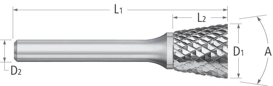 Atlas Carbide Bur - Type SN - Inverted Taper - Double Cut