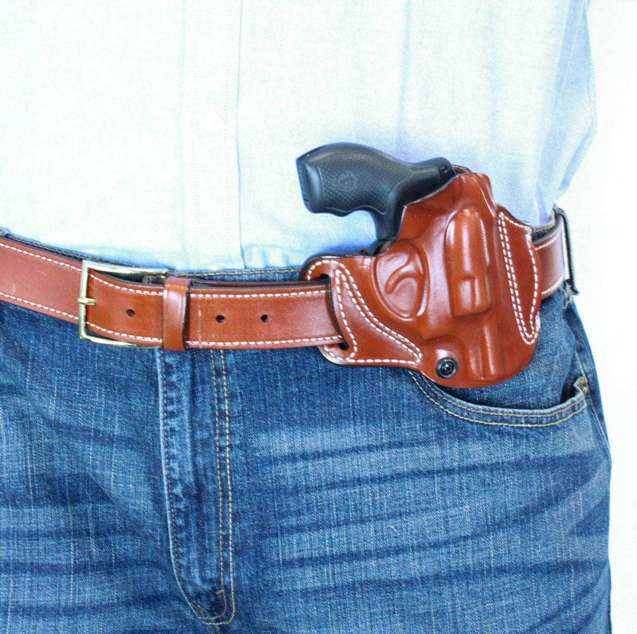 Dual Angle Hunter OWB Hip or Cross-Draw Leather Holster