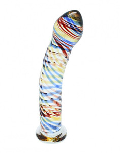 Swirly coloured glass dildo