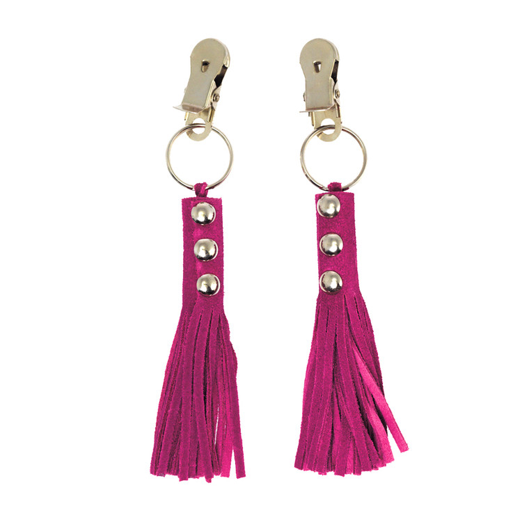 Fuchsia fluwelen floggertjes op platte tepelklemmen