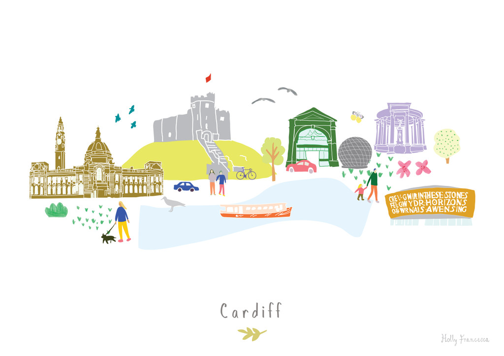 Cardiff Skyline Cityscape Art Print