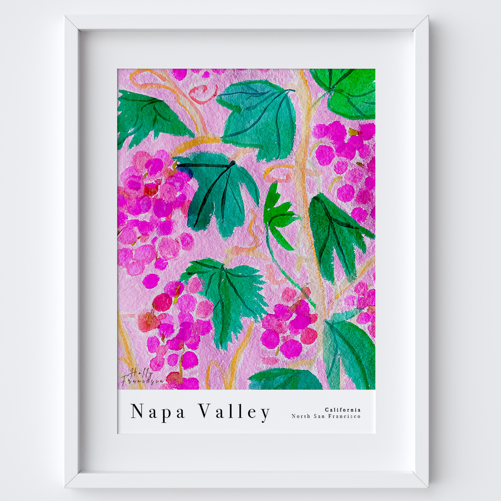 Napa Valley California Art Print - Watercolour Wine Poster
