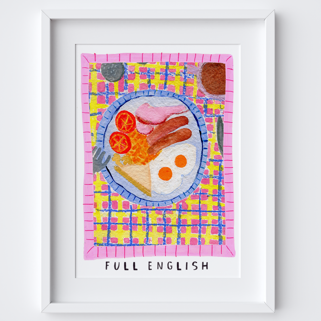 Full English Breakfast Art Print - Watercolour Pastel Poster