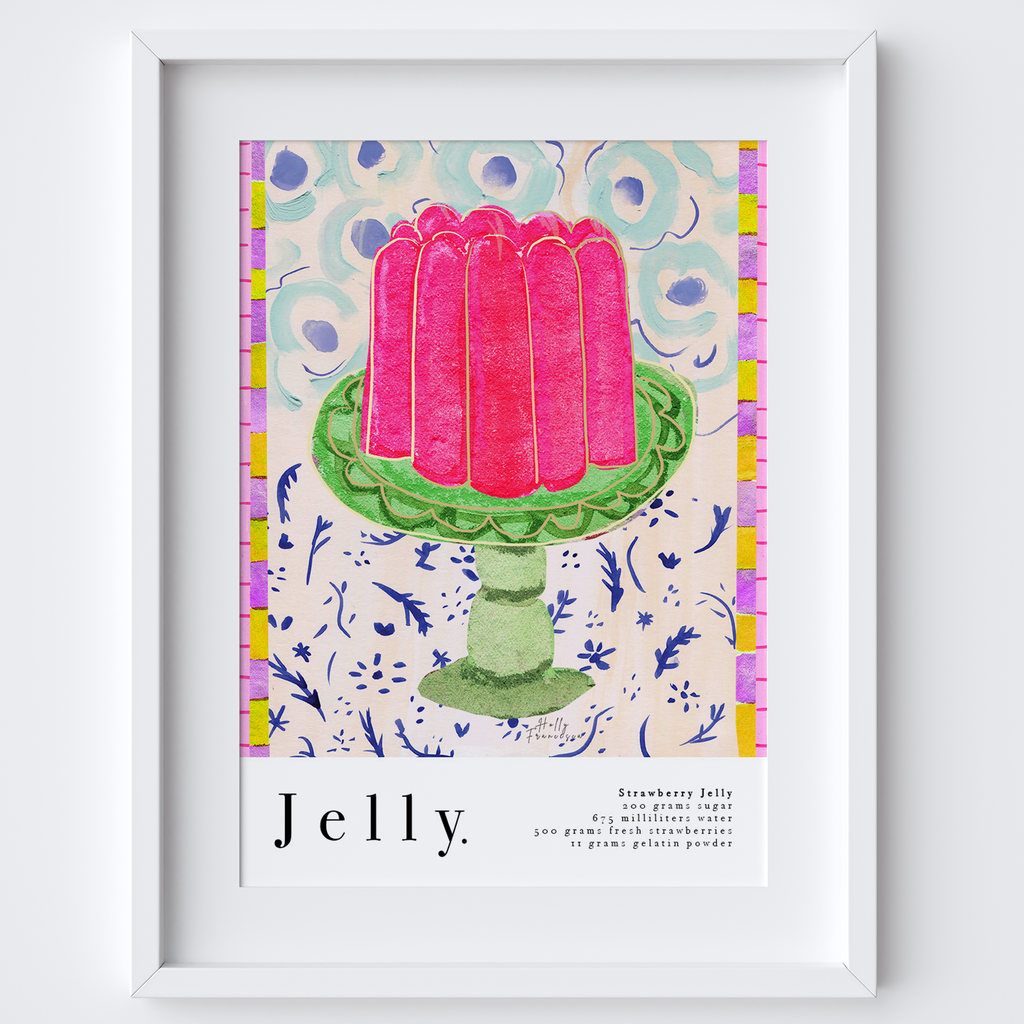Strawberry Jelly Art Print - Watercolour Pastels Food Poster by Holly Francesca