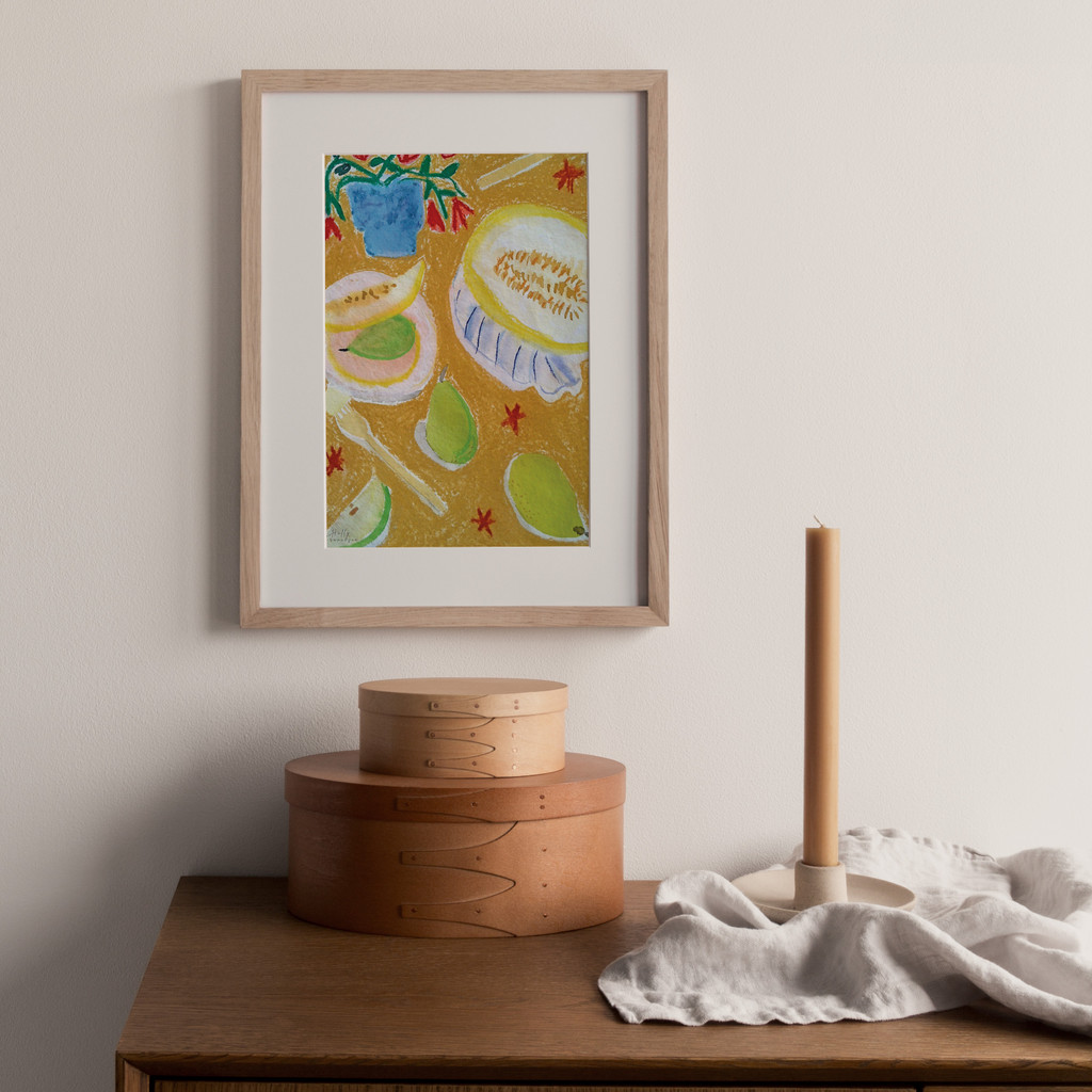 Melon Dining Table Art Print - Watercolour Pastels Food Poster by Holly Francesca