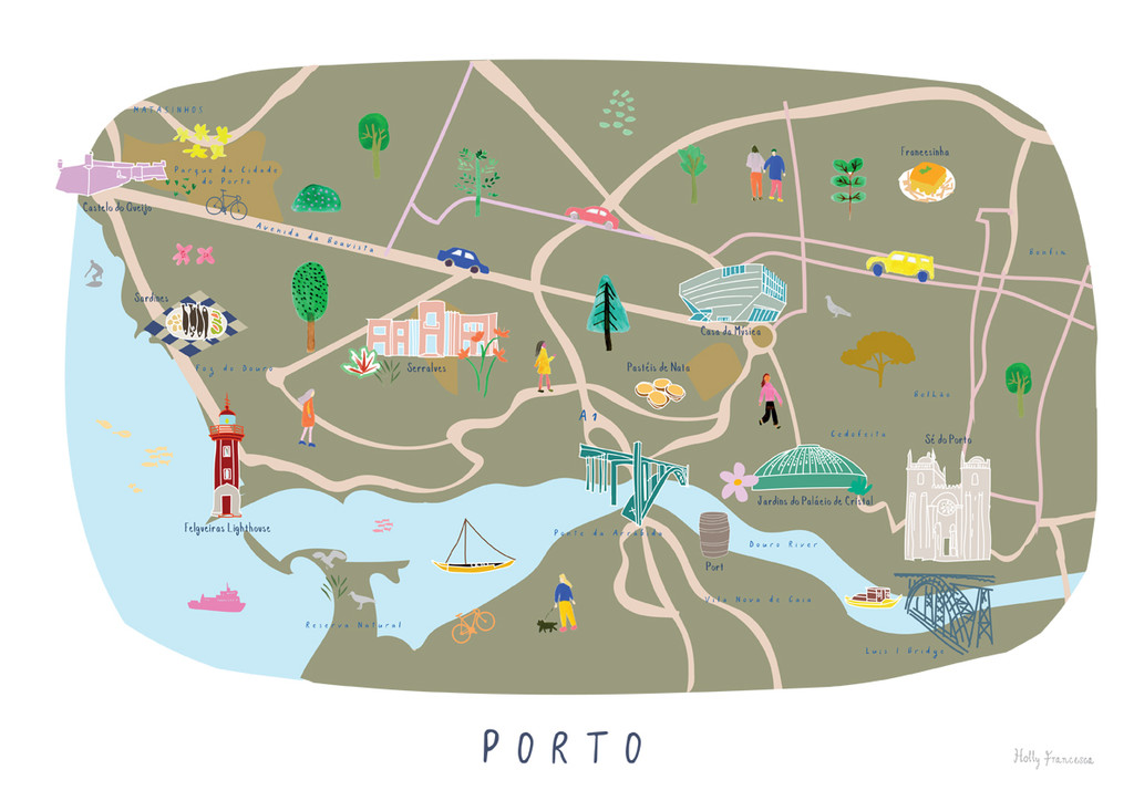 Illustrated Map of Porto Art Print by artist Holly Francesca