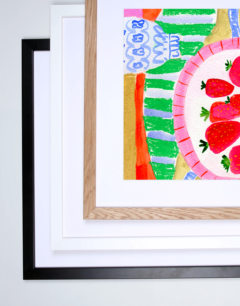 Strawberries Still Life Art Print - Watercolour Pastel Poster by artist & illustrator Holly Francesca