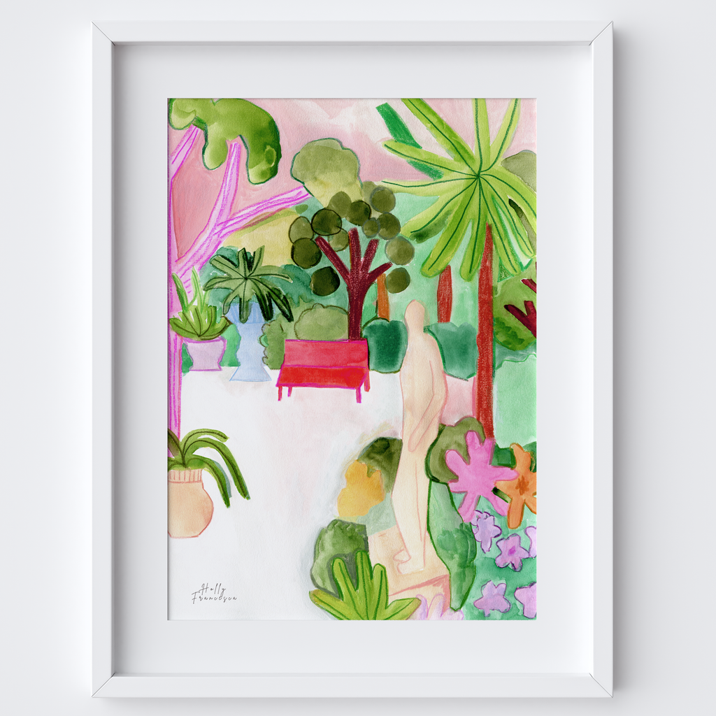 A Summer Day in Seville - Painted Garden Scene Art Print by Holly Francesca