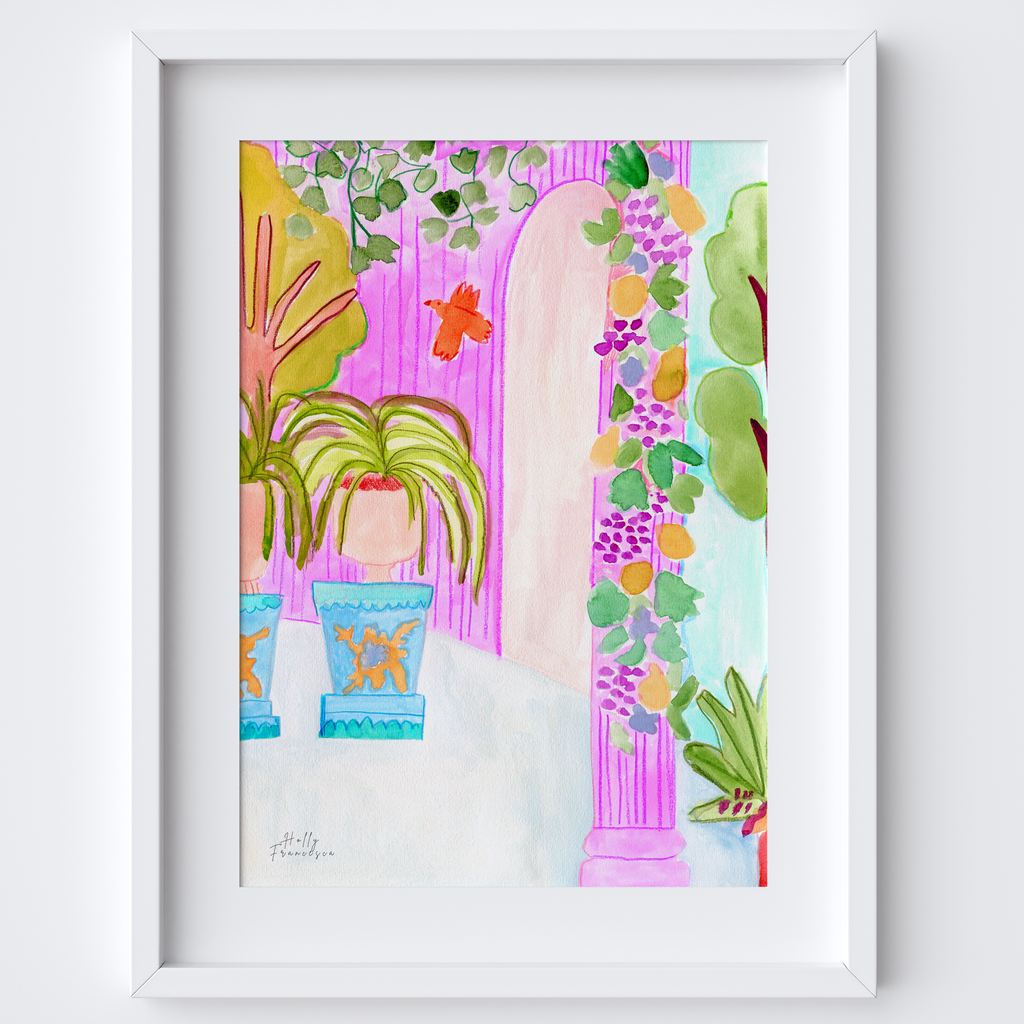 Grape Vines - Painted Garden Scene Art Print by Holly Francesca