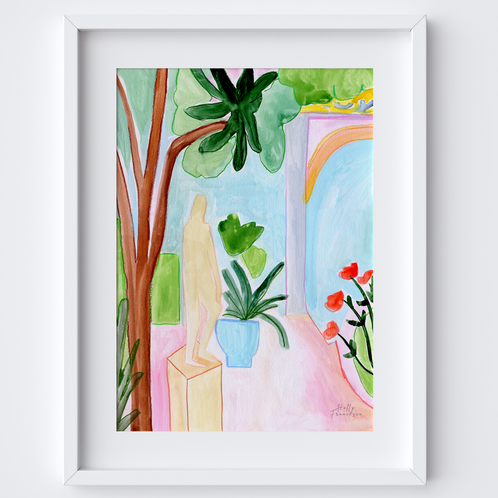 Tranquil Greens - Painted Garden Scene Art Print by Holly Francesca