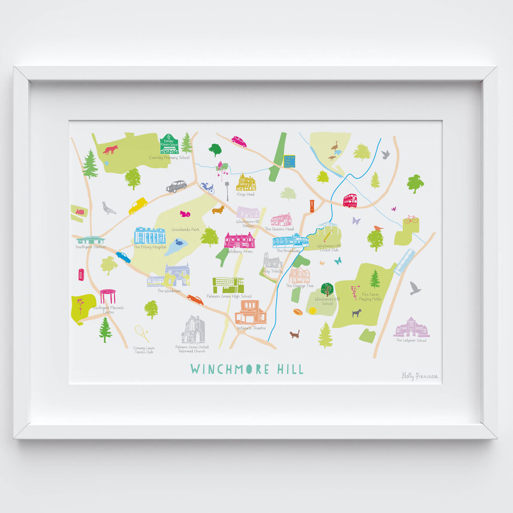 Map of Winchmore Hill Framed Option