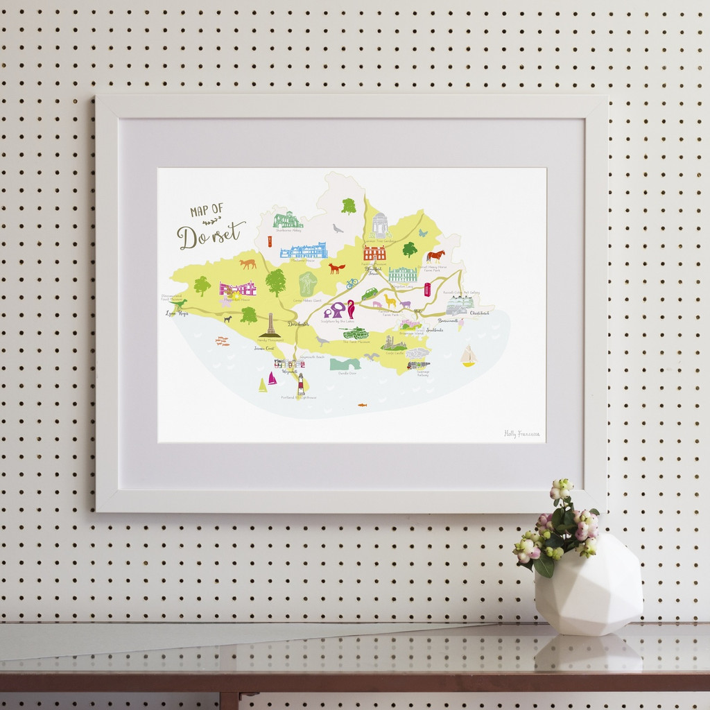 Map of Dorset in South West England framed print illustration