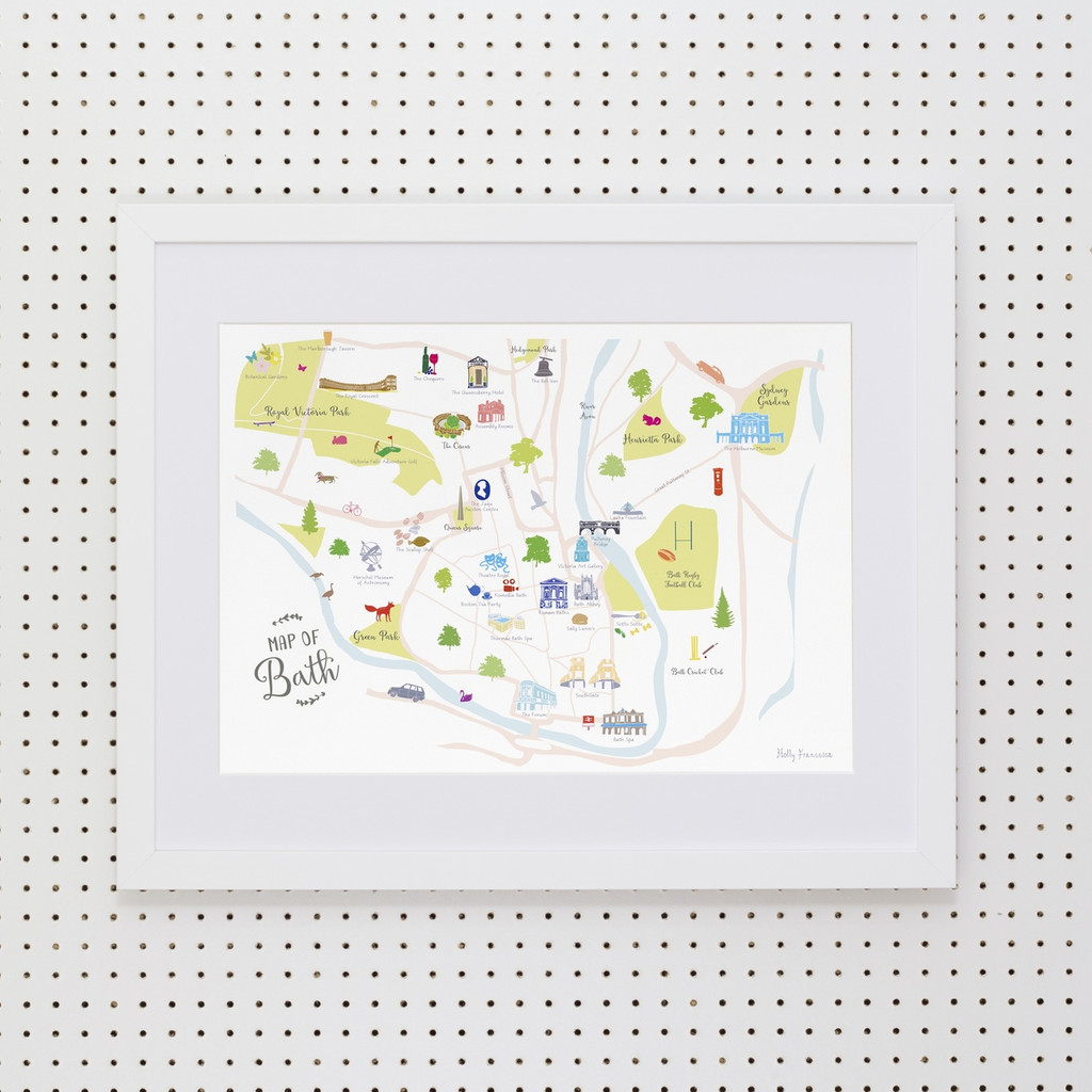 Map of Bath art print framed illustration by artist Holly Francesca