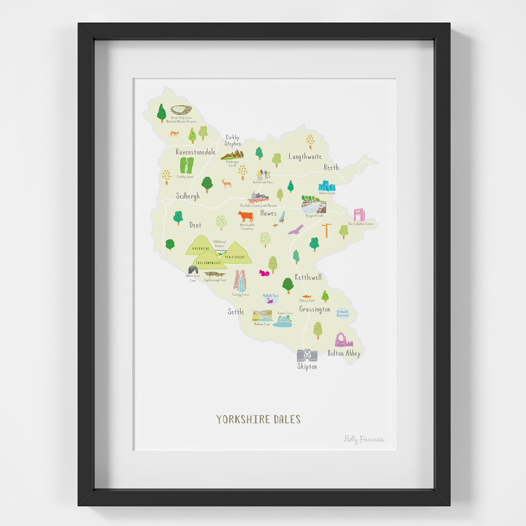 Map of Yorkshire Dales National Park Art Print
