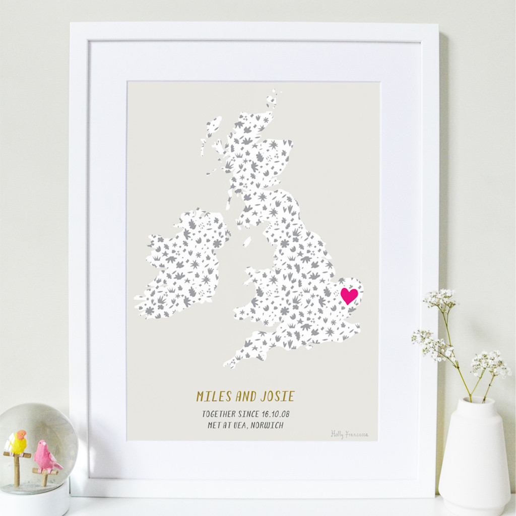 Personalised Couples Love Map Print - Any Country