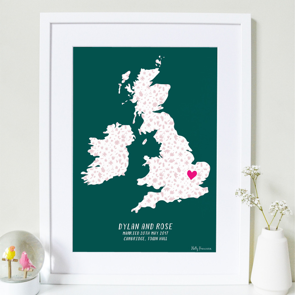 Personalised Couples Love Map Print - Any Country