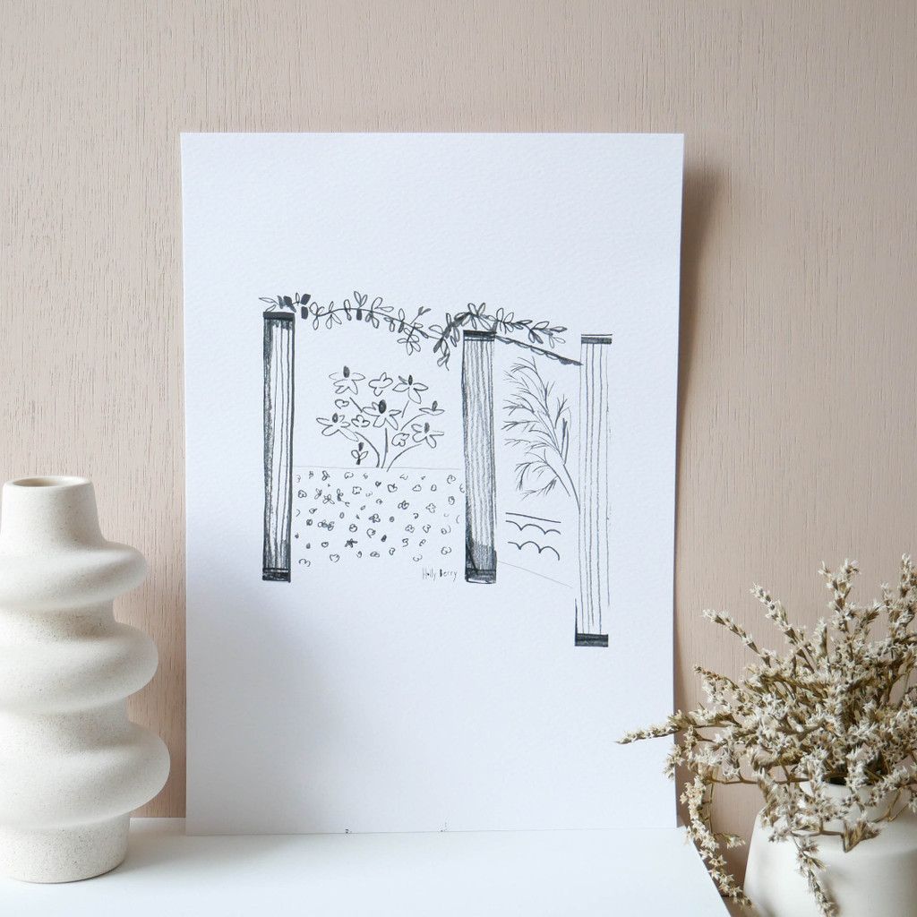 Botanical Pillar Drawing Unframed Print