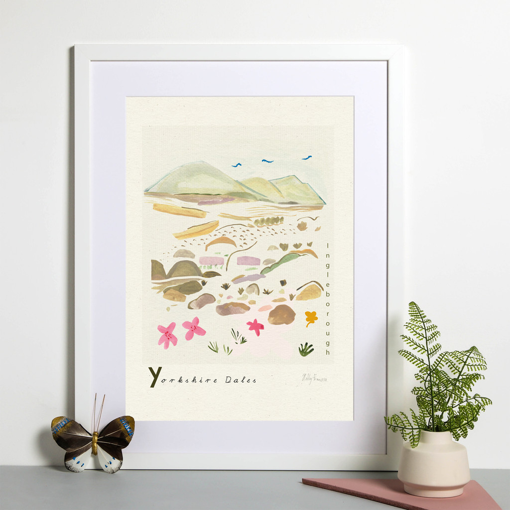 Ingleborough, Yorkshire Dales Scene Art Print created from an original painting framed