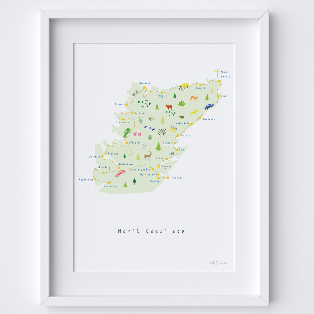 North Coast 500 Route Map Art Print
