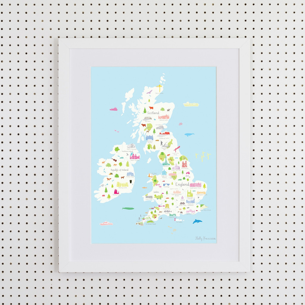 Map of the British Wonders framed art print by Holly Francesca