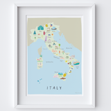 Illustrated Map of Italy Art Print by artist Holly Francesca