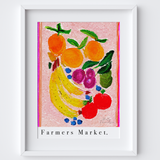 Farmers Market Food Produce Art Print - Watercolour Pastel Poster by Holly Francesca