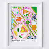 Pizza Night Art Print - Watercolour Pastel Poster by artist & illustrator Holly Francesca