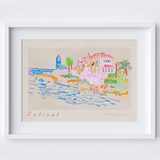 Farol de Santa Marta Poster - Cascais, Portugal - Floral Facades Landmark Print by UK artist & illustrator Holly Francesca