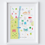 Illustrated hand drawn Map of Kingston art print by artist Holly Francesca.