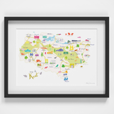 Map of Kent in South East England framed print illustration