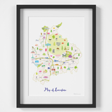 Map of Lancashire in North West England framed print illustration