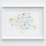 Illustrated hand drawn Map of the Arrondissements of Paris art print by artist Holly Francesca.