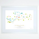 Illustrated hand drawn Great Manchester Run Half Marathon Route Map art print by artist Holly Francesca.