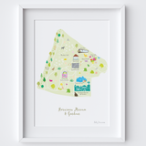 Illustrated hand drawn Map of the Horniman Museum & Gardens by UK artist Holly Francesca.