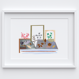 Illustrated art print, of an atmospheric perspective landscape. Created from original drawings and paintings by artist Holly Francesca. Illustrated art print, of an atmospheric perspective landscape. Created from original drawings and paintings by artist Holly Francesca.