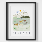 Wild Horses, Iceland Landscape Travel Print